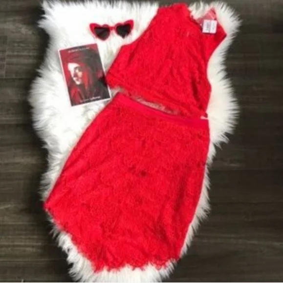 Free People Sabina Lace Red Dress NWT - Picture 5 of 5